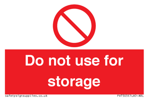Do not use for storage